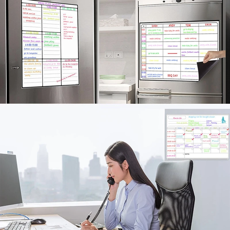 

NEW-Kids Magnetic Dry Erase Planner Board for Refrigerator A3 White & Children Desk Lamp Table Light Dimmable Reading Lamp