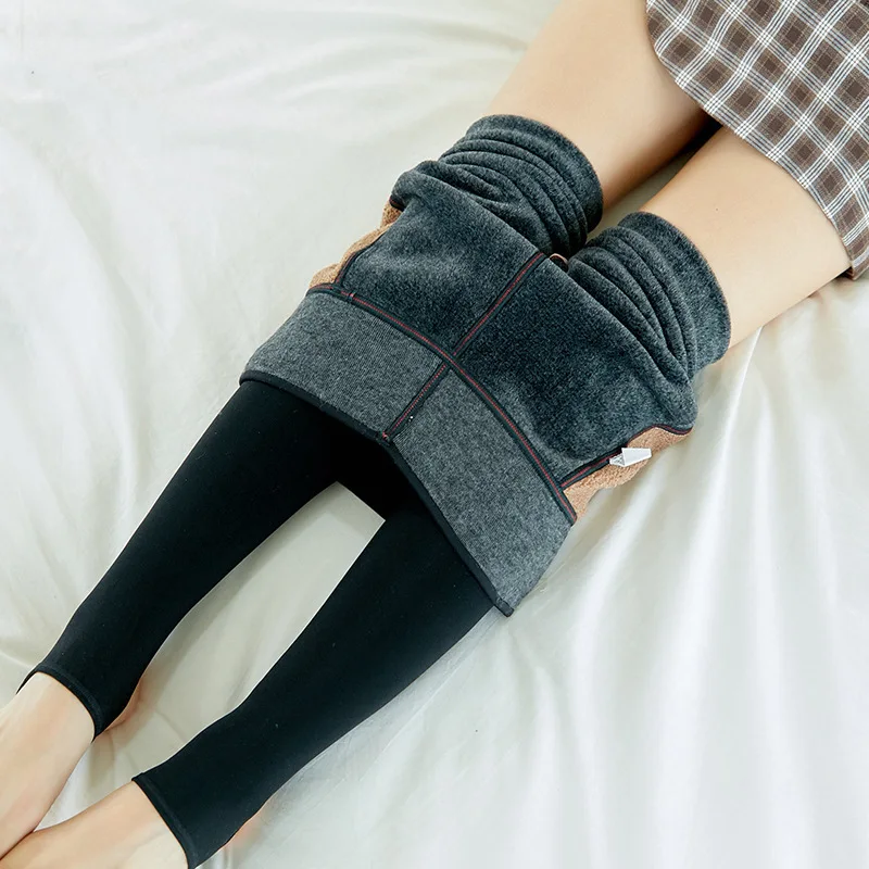 Женские леггинсы до щиколотки зимние теплые из искусственного кашемира с