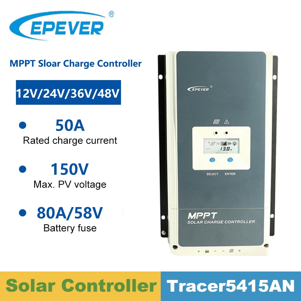구매 EPever-MPPT 50A 12V 24V 36V 48V 태양광 충전 컨트롤러, 최대 150V PV 입력 일반 네거티브 접지 Tracer5415AN 태양열 충전기