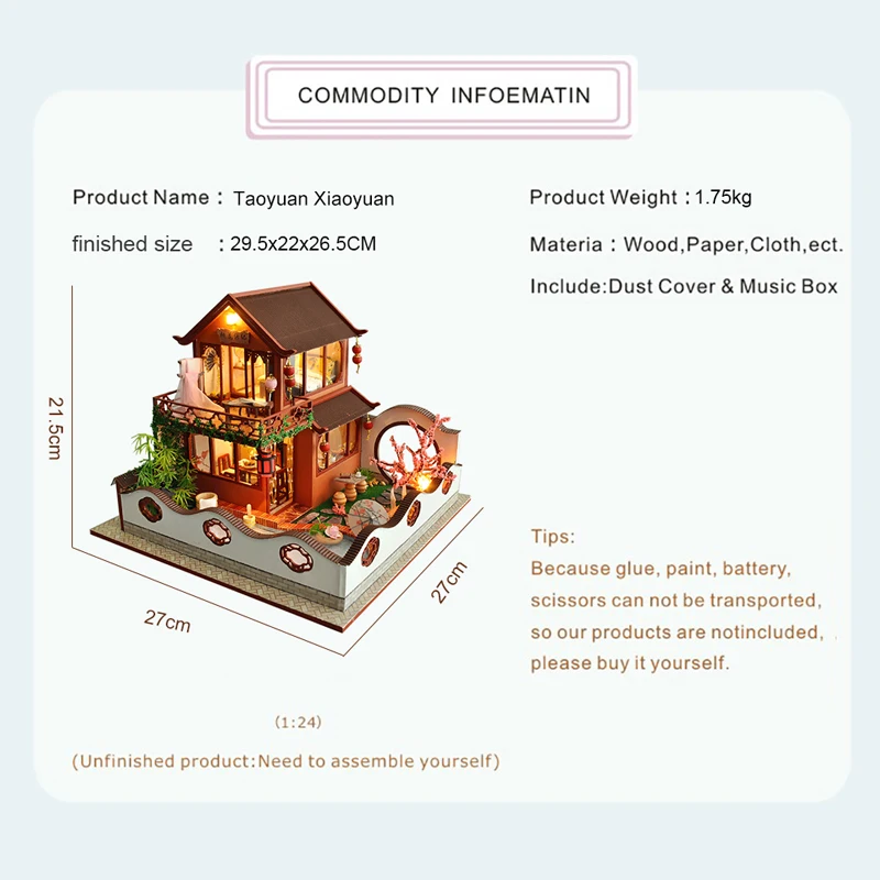 

DIY-KIT Kids Toys Doll House Furniture Assemble Wooden Miniature Dollhouse Diy Dollhouse Puzzle Educational Toys For Children TB