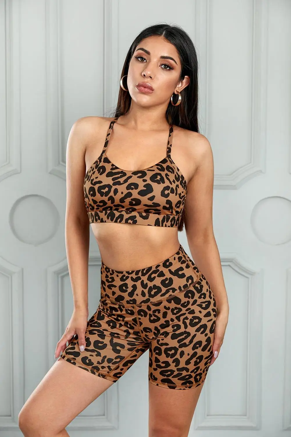 Летний бесшовный комплект для йоги Женский из 2 предметов короткий топ с