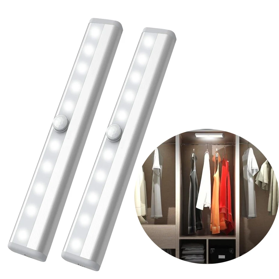 LED Under Cabinet light aisle Lamp with Wireless PIR Motion Sensor Powered by AAA battery Closet Stairs Wardrobe Bed Side Light