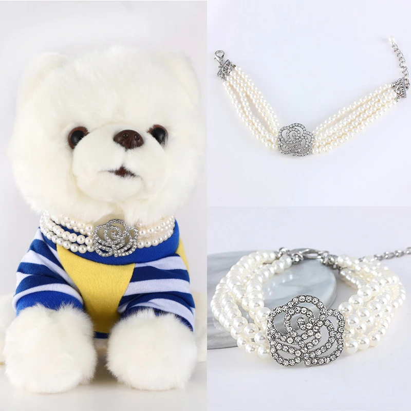 

Изысканные ожерелья стразы для собак и кошек милые декоративные ошейники с имитацией жемчуга Аксессуары для домашних животных