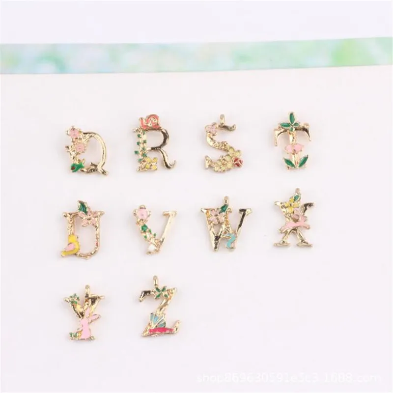 

10pcs/lot 26 fancy English alphabet charms Alloy Accessories Materials Pendant diy Handmade jewelry making