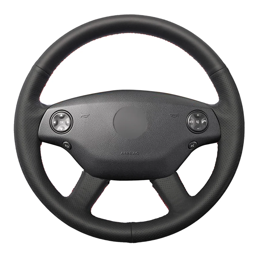 

Hand-stitched Black Genuine Leather Car Steering Wheel Cover for Mercedes Benz W204 C-Class 2007-2010 C280 C230 C180 C260