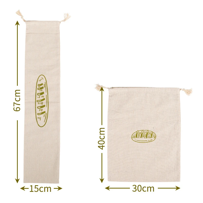 

Linen Bread Bag Reusable Loaf Drawstring Pack Homemade Eco-friendly Baguette Storage Sack Natural Organic Cotton Storage Bags