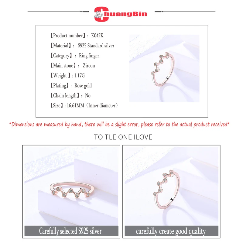 

Genuine S925 Sterling Silver Jewelry Women Japan and South Korea Zircon Jewelry Wild Wave Heart Lightning Ring Simple Ring