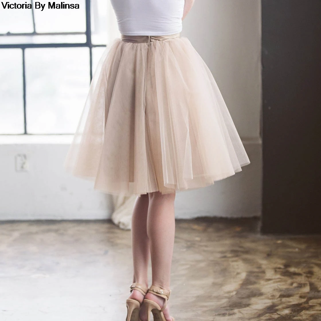 Женские сексуальные бежевые тюлевые юбки со скрытой молнией Saia Secret Custom короткие