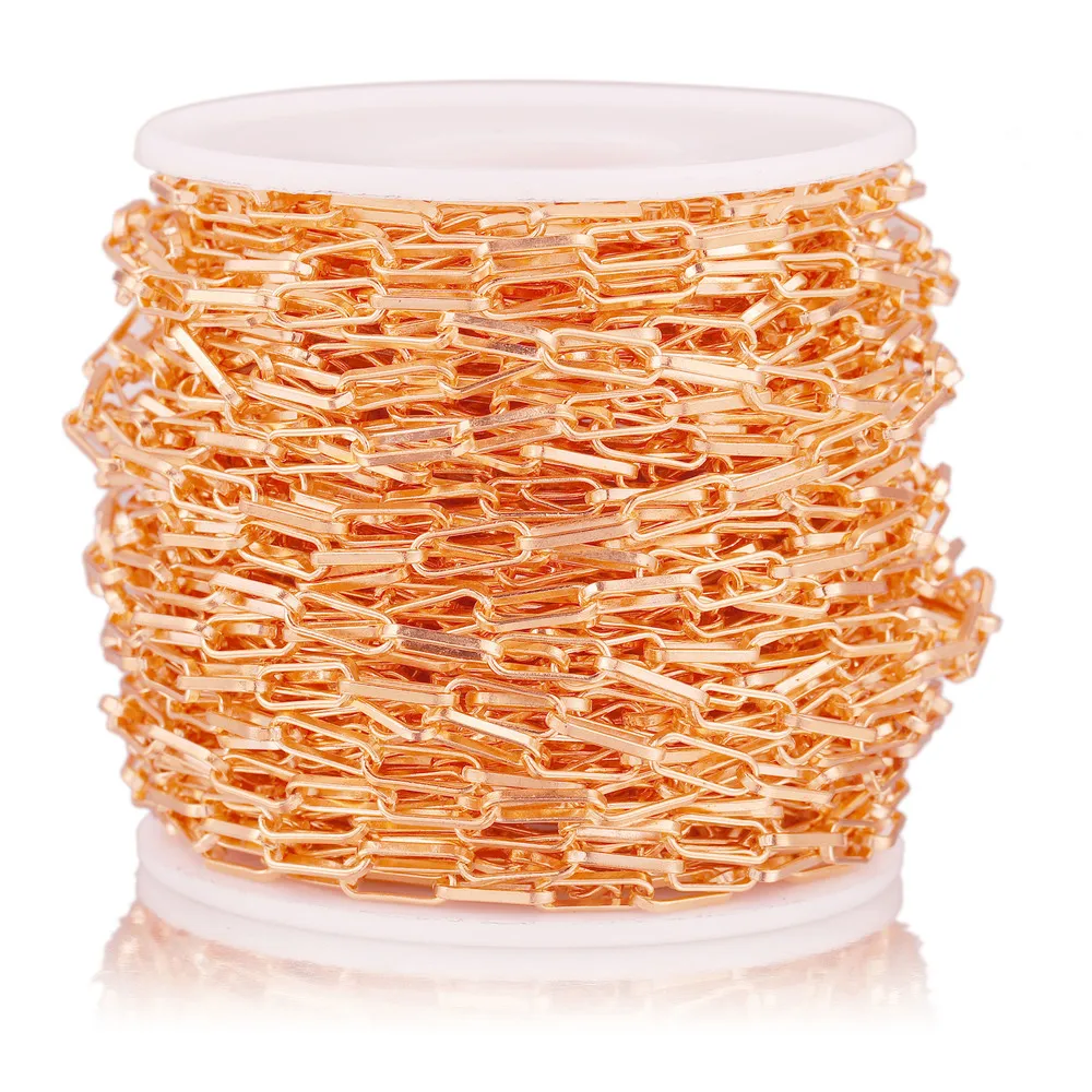 1 Meter Copper Clad Iron 4mmx10mm Gold Flat Drawn Cable Chain for DIY Square Jewelry Chains Accessories Wholesale | Украшения и