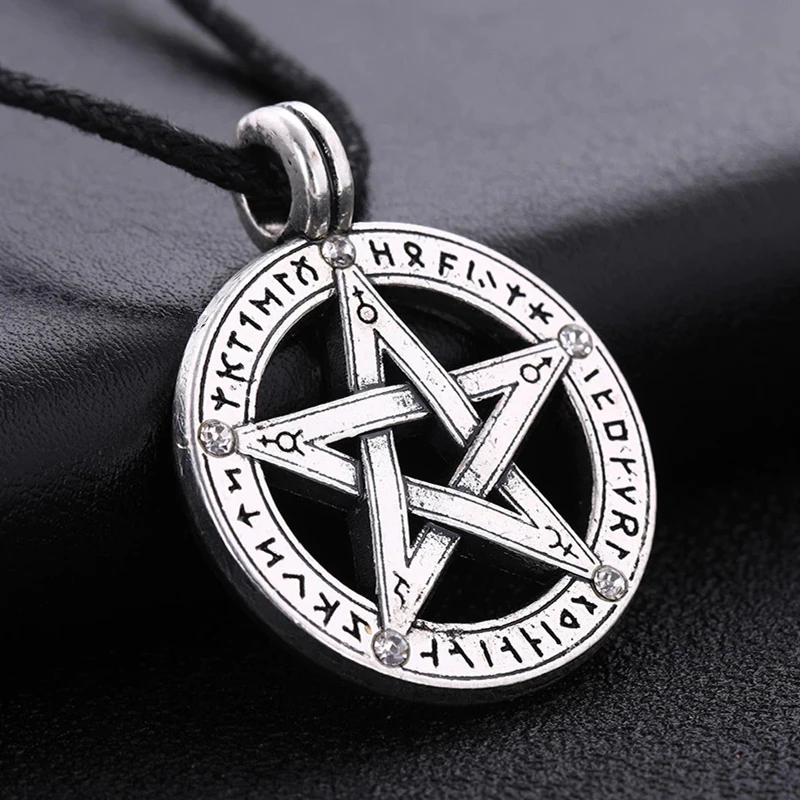 

Supernatural Devil's Trap Pentagram Pentacle Necklace Castiel Wings Angel Wicca Pendant Necklaces Women Men TV Show Jewelry Gift