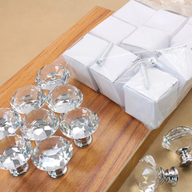 30 мм Алмазное Хрустальное стекло для ящиков дверей шкафов ручки вытяжных ручек