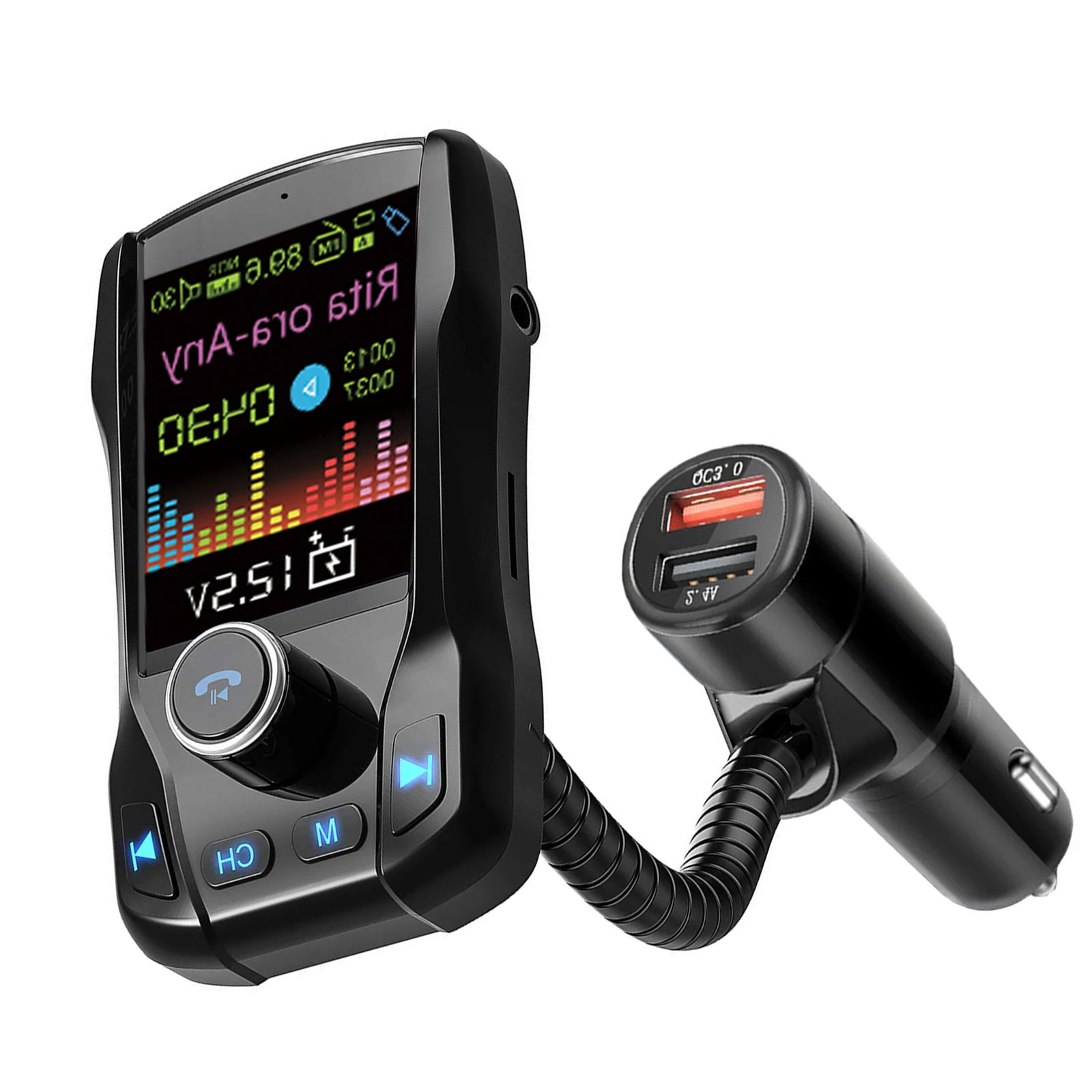 

Автомобильный FM-передатчик, mp3-плеер, порт Sup, U-диск/TF-карта, 2 порта USB-зарядки