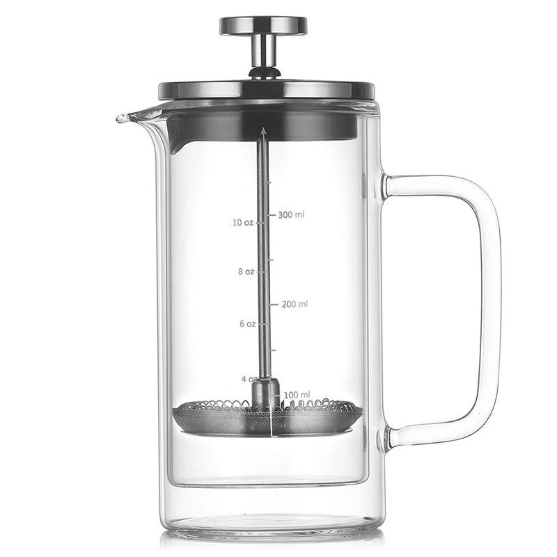 

New-Double Layer High Borosilicate Glass Press Pot Press Filter Coffee Apparatus French Coffee Pot with Scale