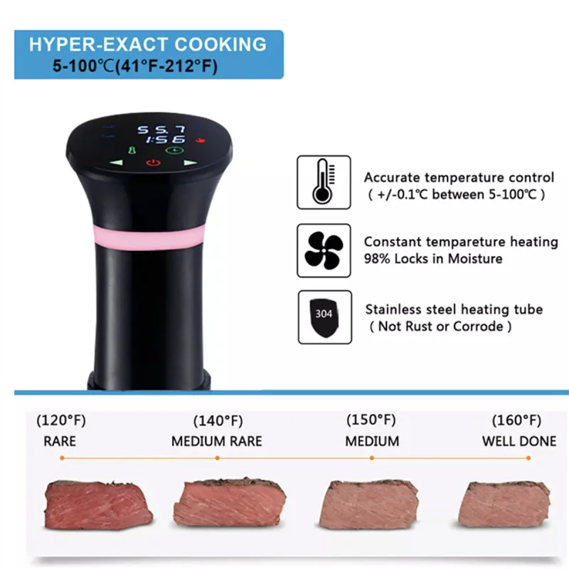 

1100W Sous Vide Machine Precision Cooker 110-220V with LCD Digital Control IPX7 Waterproof