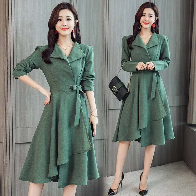 M-XXXL Design Spring Autumn Womens Black Cotton Linen Fashion Dress For Big Women Elastic Waistband Irregular Dresses Plus Size | Женская
