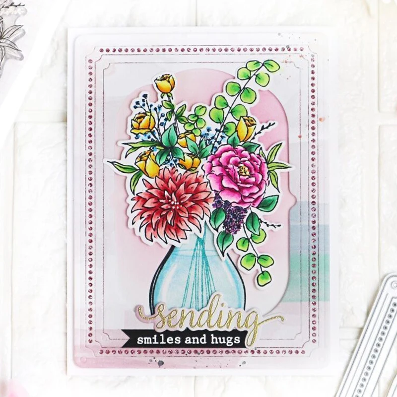 Новинка 2021 г. прозрачный трафарет в виде цветочной вазы наборы штампов для резки