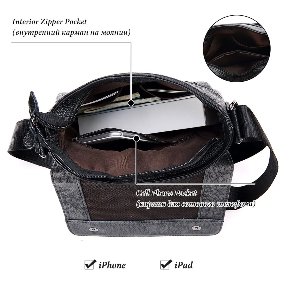 

High Quality Leather Men's Bag Retro First Layer Cowhide Men's Shoulder Bag European and American Unique Messenger Bag