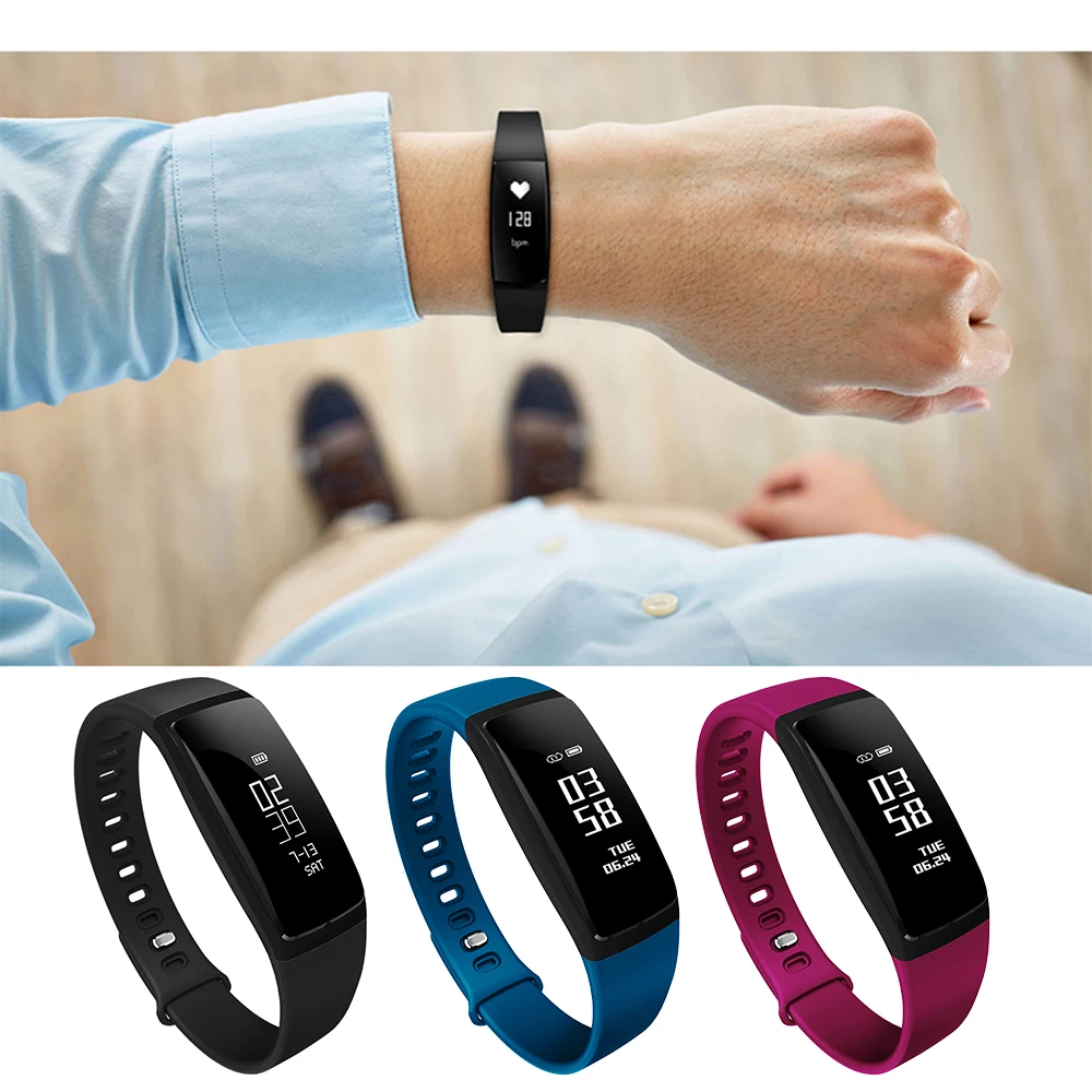 Смарт-браслет V07 с фитнес-трекером пульсометром и тонометром | Электроника