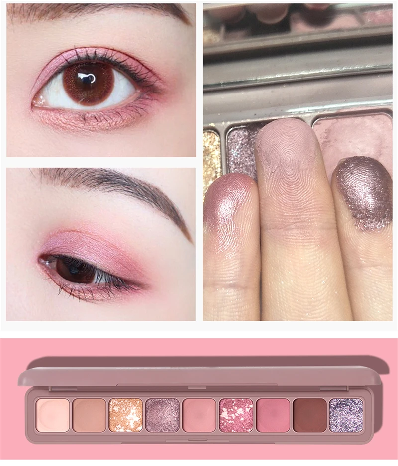 Glitter Eye Shadow Palette Makeup Kit Waterproof 9 Colors Red Nude Matte Pigment Shimmer Colorful Eyeshadow Powder Cosmetics