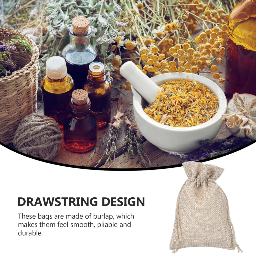 

50 Pcs Burlap Bags Sacks With Drawstrings Gift Bags Jewelry Pouches for DIY Craft Candy Christmas Wedding Favor (Flaxen