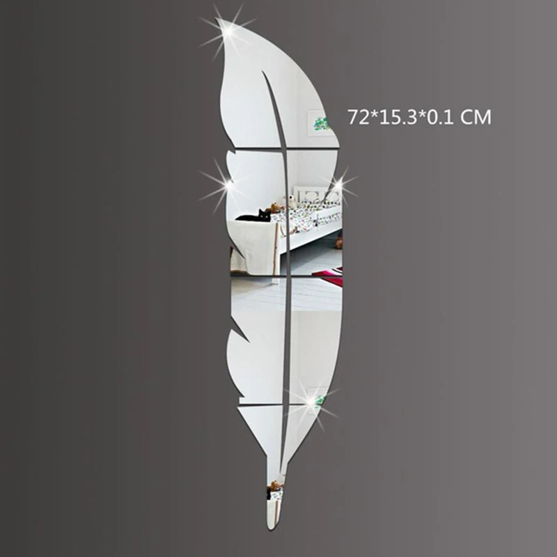 DIY акриловое зеркало серебро современный стиль наклейки на стену перо | Красота и