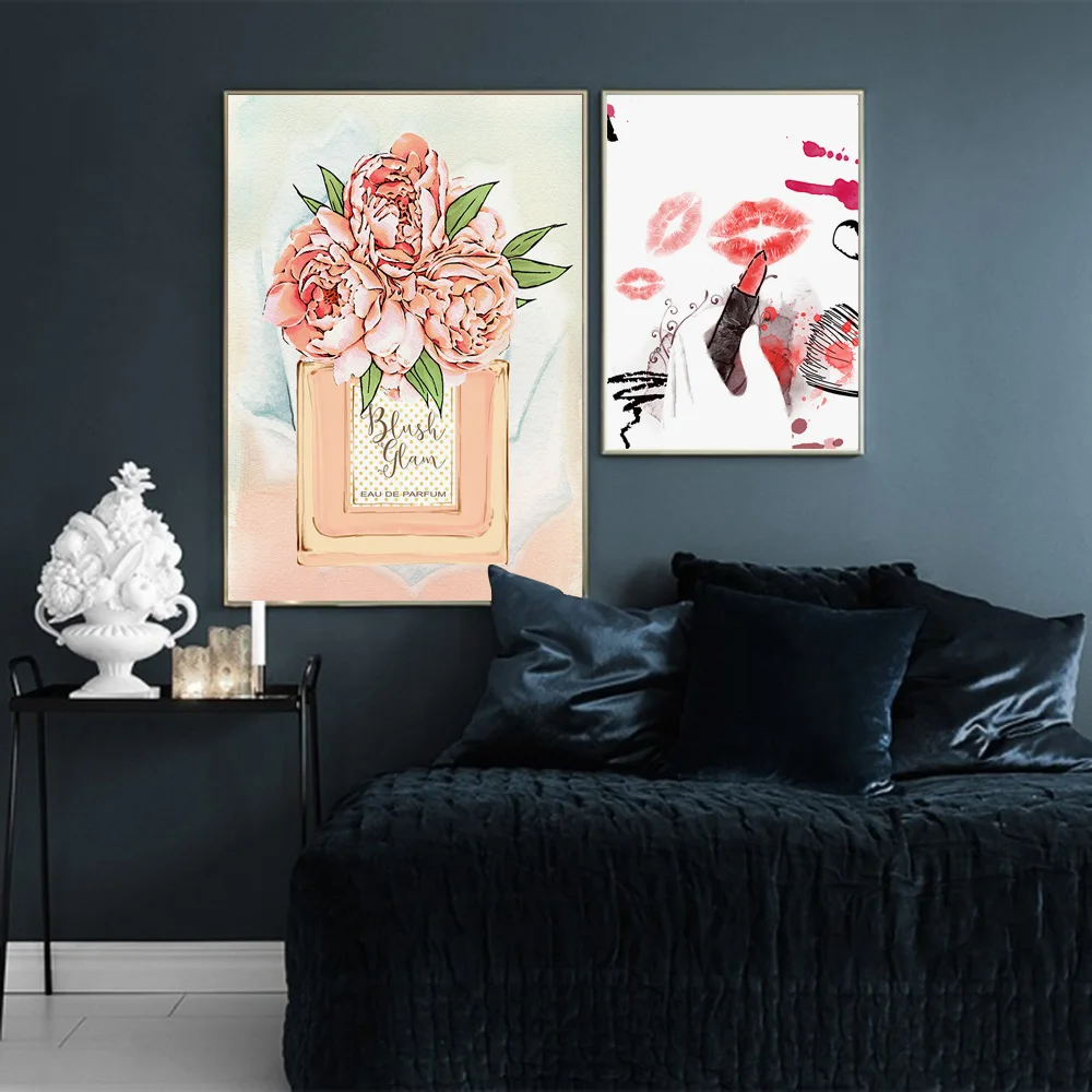Мода девушка Парижский парфюм книга макияж стены искусства холст живопись