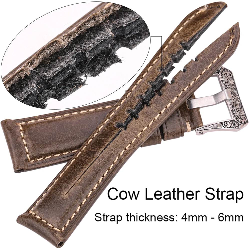 Cowhide Watch Strap Bracelet 20mm 22mm 24mm 26mm 4color Women Men Genuine Leather Watchbands Clock Accessories