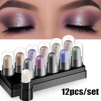 eyeshadow pencil set 12 colors waterproof long lasting glitter shimmer eye shadow pen highlighter stick eyes makeup tools