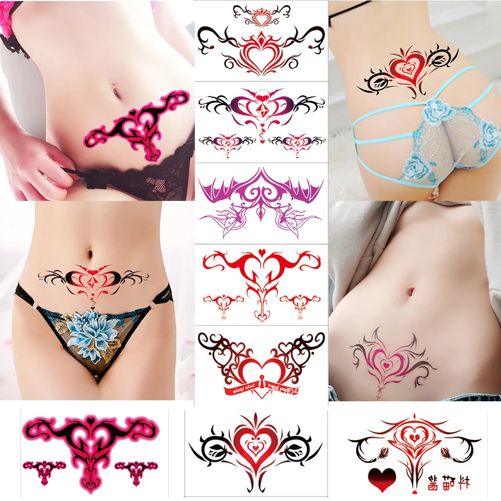 

Сексуальная Женская тату наклейка s Временные татуировки, искусственная татуировка для женщин, тату-наклейка в виде киски, искусство для та...