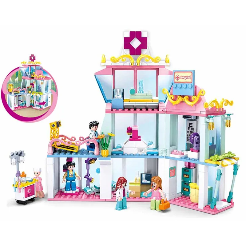 

459Pcs City Medical Center Building Blocks Hospital Ambulance Figures Kit DIY Model Bricks Toys for Girls Children Birthday Gift