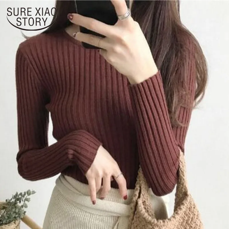 Осень-зима 2020 модный однотонный свитер сексуальный пуловер с длинными рукавами