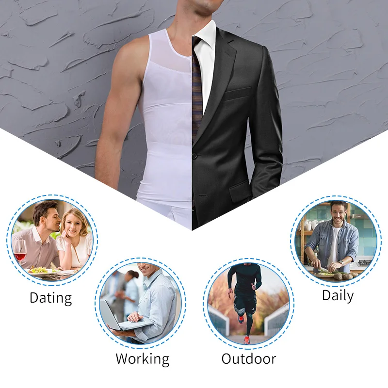 Men Chest Compression Shirt Body Shaper Abdomen Reducer Tops Gynecomastia Waist Trainer Corset Vest Tummy Slimming Tank Bodysuit
