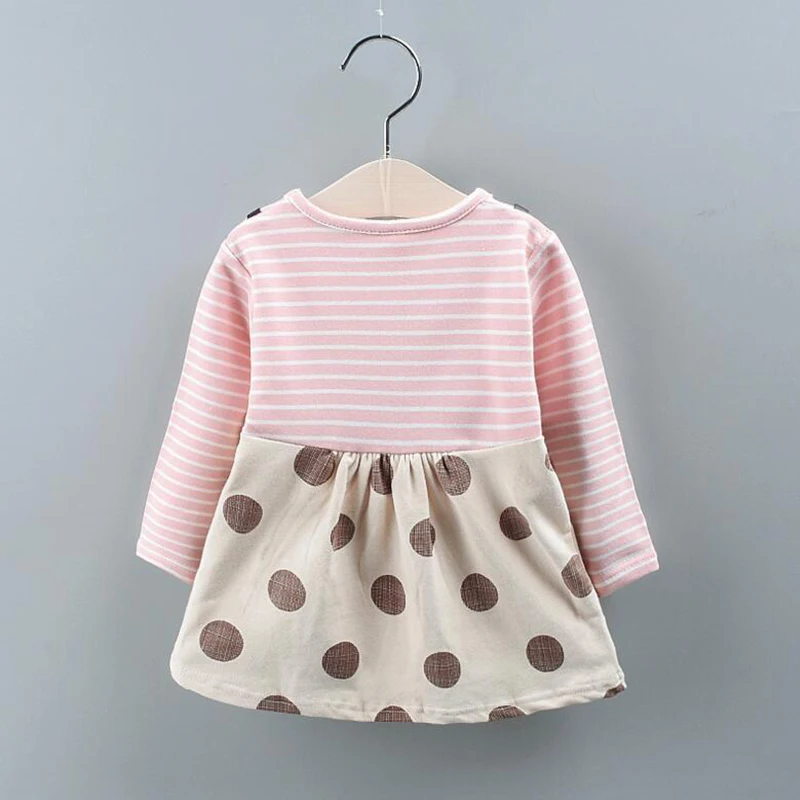Новинка модное платье для маленьких девочек детская одежда в горошек с бантом