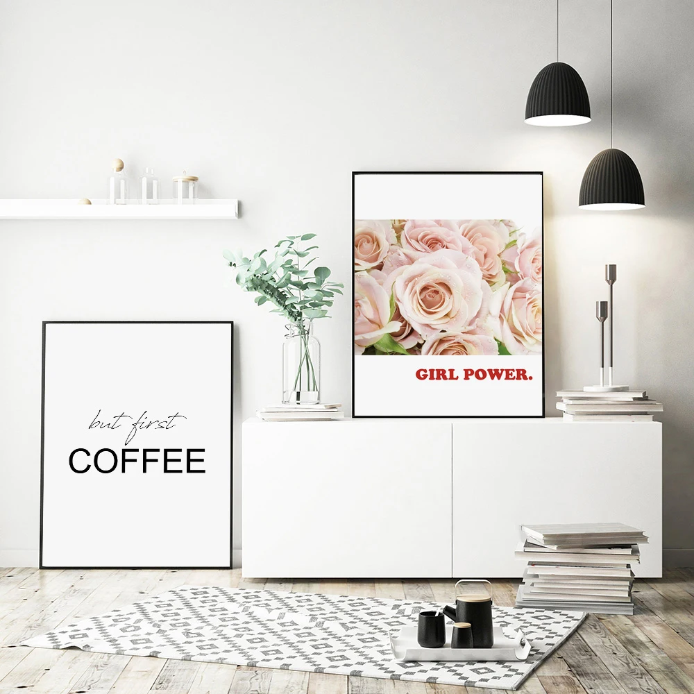 

Line Girl Flower Quote Feminist wall art canvas abstract painting posters and prints wall pictures for living room unframed