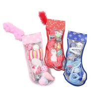 cat toy christmas stocking shape set with bells with knotted rope toy hot selling