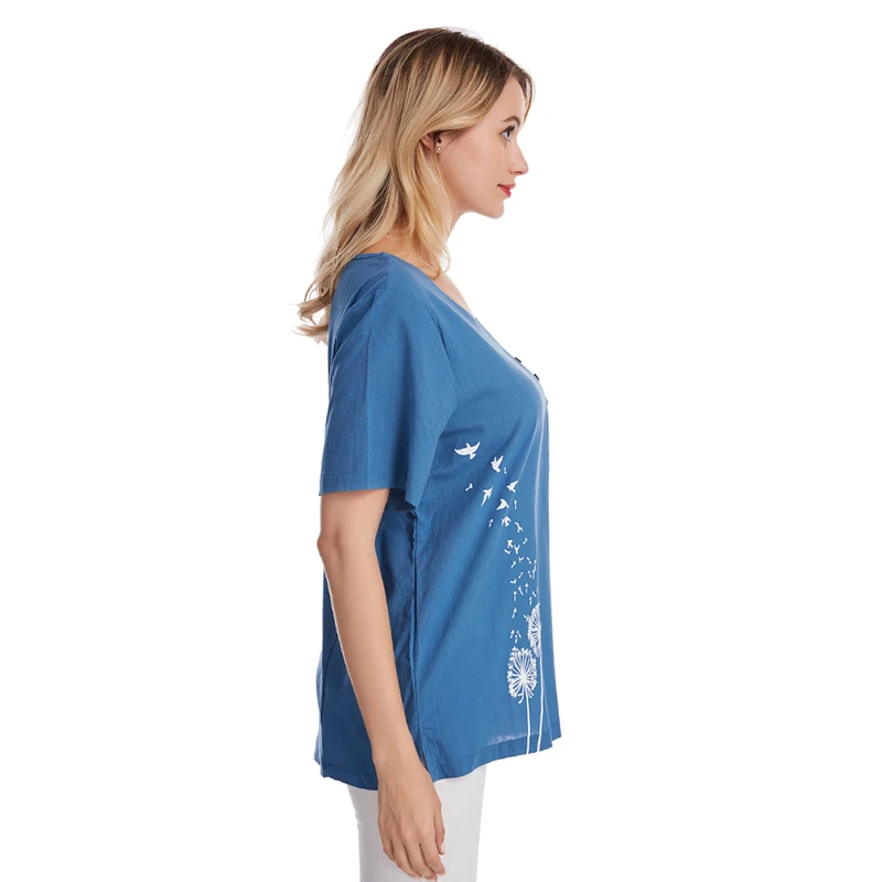 

Brand Blouses Woman Summer O-Neck Big Size Tunic Tops 2020 Casual Short Sleeve Print Oversize Blouse blusa feminina