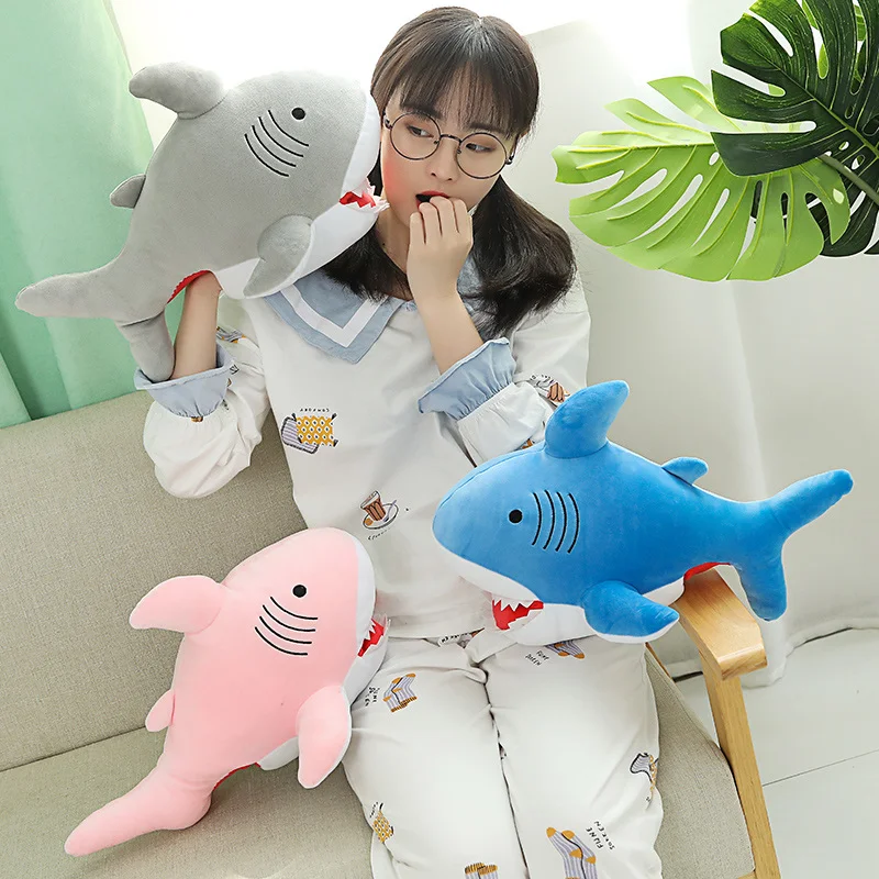 

New 1PC 47CM Shark Plush Toys Sleeping Pillow Toy Gift Shark Cute Stuffed Animal Fish Pillow Toys For Children Warm Hand Pillow