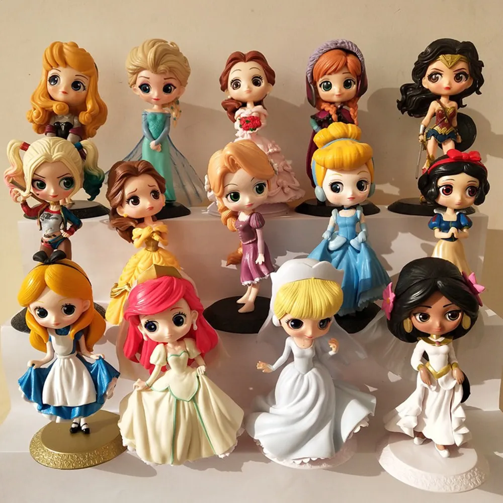 Экшн-фигурки Принцессы Disney Ариэль Эльза Анна Белль 15 см из ПВХ, игрушки для детей, Топпер на Рождественский торт на день рождения, украшение торта - изображение