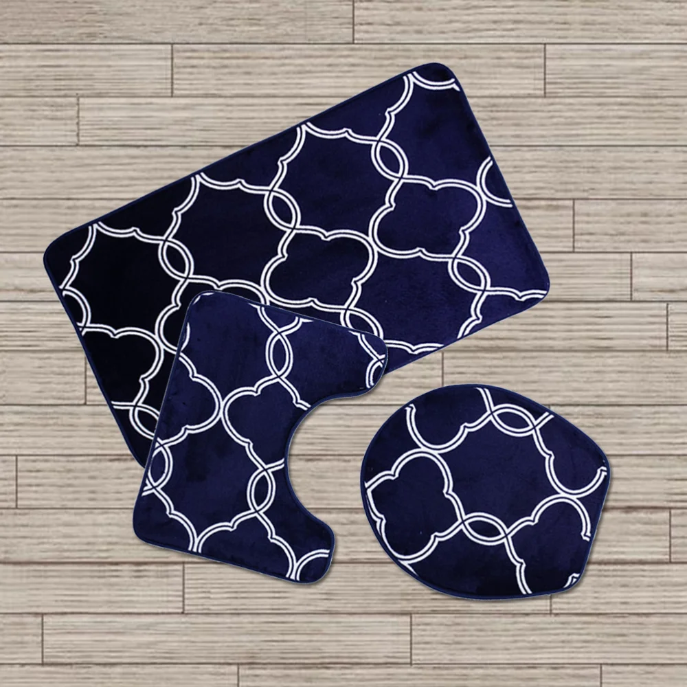 3 in 1 Lantern Pattern Bathroom Mat Set Antiskid Washroom Carpet Toilet Seat Lid Cover (Beige) | Дом и сад