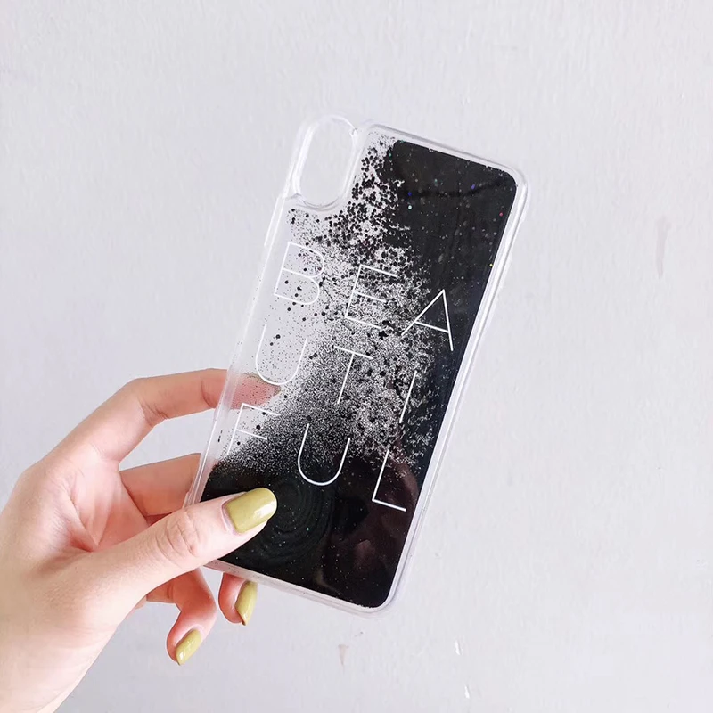 Luxury Flowing Quicksand Soft Cover Case for iPhone X XR XS Max Liquid Phone Cases For iphone 6 6S 7 8 Plus Back Shell Black |