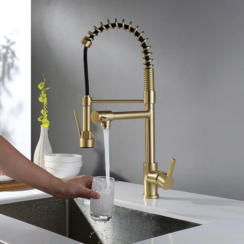 Твердая латунь многофункциональный поворотный 2 Way горячей и холодной Кухня