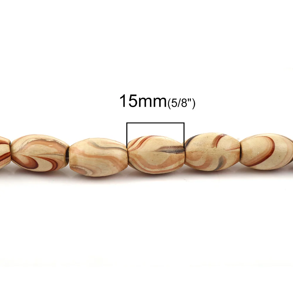 DoreenBeads деревянные бусины овальные коричневые полосы 15 мм (5/8 &quot) x 10 (3/8&quot)