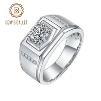 gems ballet 1ct 6 5mm solitaire moissanite diamond mens ring 925 sterling silver moissanite promise ring for men wedding round
