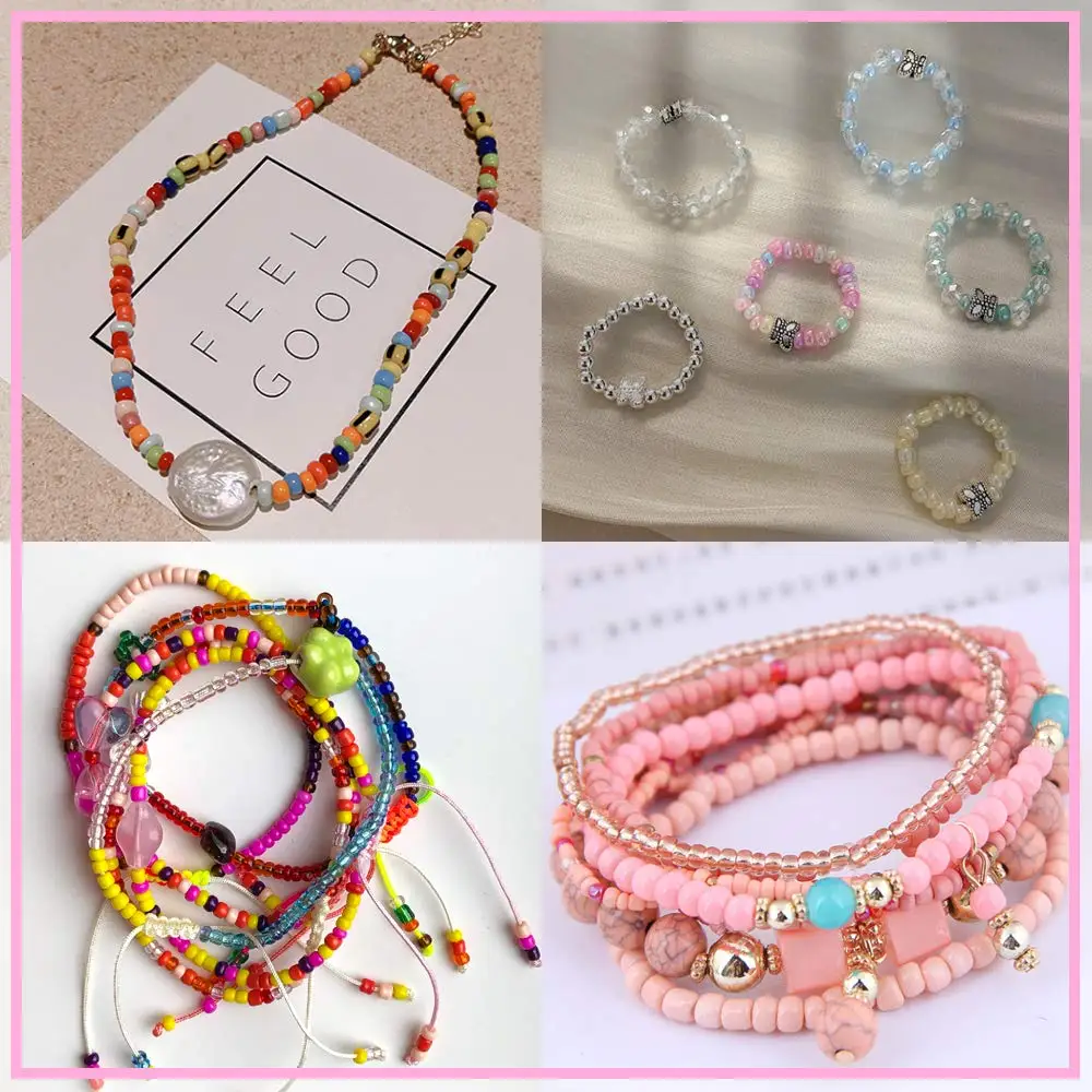 

2/3/4mm Glass Seed Beads Started Kit 6/0 Small Craft Beads Jump Rings Charms Spacer Bead DIY Bracelet Jewelry Making Supplies