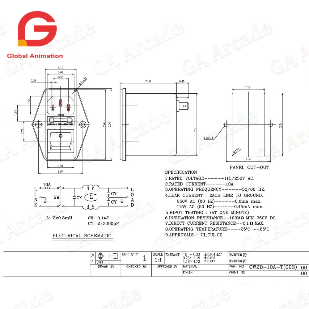Подавитель Шума переменного тока 6A/10A 115/250 В фильтр электромагнитных помех для