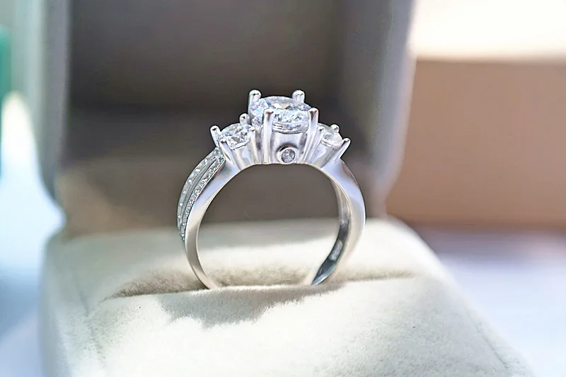 LMNZB Fine Jewelry Ring Real 925 Sterling Silver Wedding Rings Set 1.5 Carat 7.5mm CZ Diamant Engagement For Women LR036 | Украшения и