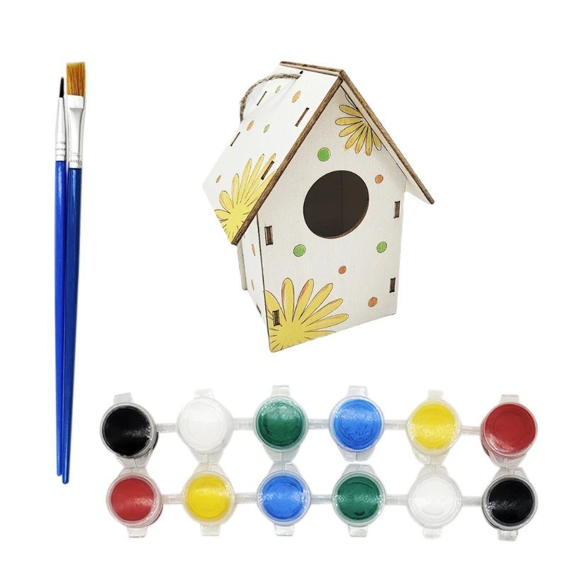 

DIY Bird House Kit Wooden Arts for Girls Boys Toddlers Kids to Build Assembly Unpainted Build Paint Mini Bird House Nes