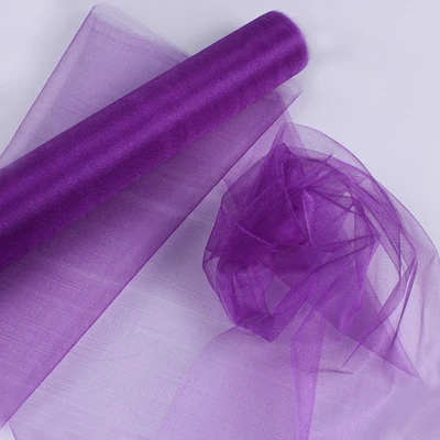 purple 48 см x 5 м/10 м/15 м органза Кристальный Тюль Детская ванна Снежная пряжа для свадьбы Рождество День рождения DIY вечерние украшение арки - Цвет: purple