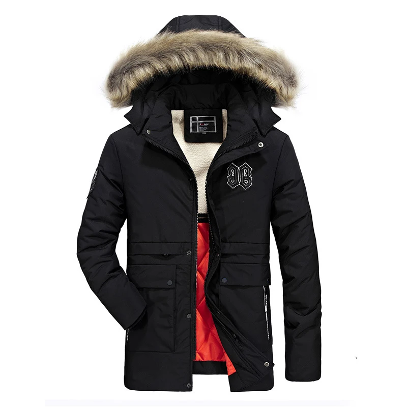 2019 зимняя новая мужская хлопковая одежда с меховым воротником стеганая