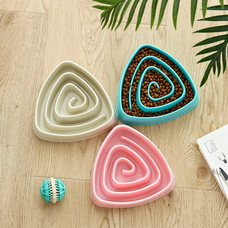 Портативный собака медленно миска для еды складная пластиковая кормушка кошек и